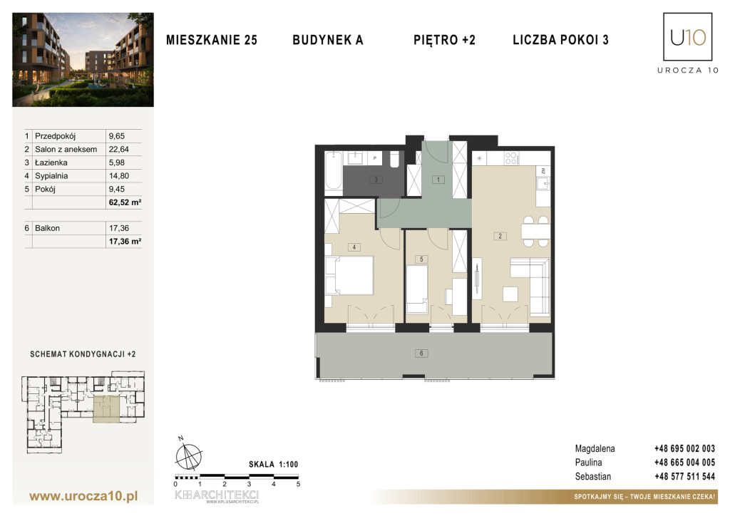 Rzut mieszkania A.25 — Mieszkanie 25 • Budynek A • Piętro +2 • 3 pokoje